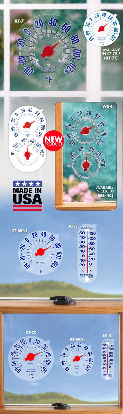 Kleertemp Easy to Read Low Vision Window Thermometer USA